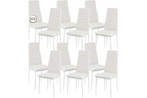 anrekl Juego de 12 sillas de comedor con reposabrazos, patas de metal, sillas de cocina modernas, cómodas sillas tapizadas para comedor, salón, cocina, color blanco