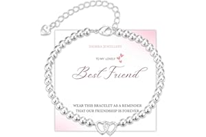 Diorra Best Friend Bracelet Gifts Sterling Silver Beads Friendship Bracelets Hearts Link Jewellery Birthday Gifts for Friend