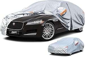 Kayme Bâche Voiture Exterieur, Housse Voiture Exterieur Étanche Respirante, Bâche Protection Berline Compatible avec BMW 6/7 Serie, XJ, S90, Citroen C6 etc. Voir Le Tableau des Tailles A10, Argent