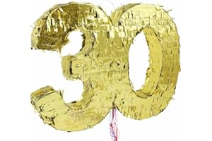 PLAYFLIP Pinata Zahl 30 Gold metallic 30. Geburtstag Party Spiel