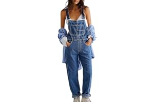 shownicer Jeanslatzhose Damen Latzhose Strapse Denim Straight Leg Jumpsuit Verstellbarer Riemen Playsuit Loose Fit Jean Overalls Romper
