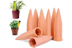 CHSEEO Lot de 8 Oyas a Planter Terre Cuite, Auto-arrosantes en Ollas Terre Cuite, Cône en Argile d’arrosage, Goutte-Gouttes Automatiques pour Plantes en Pot D'intérieur, Marro