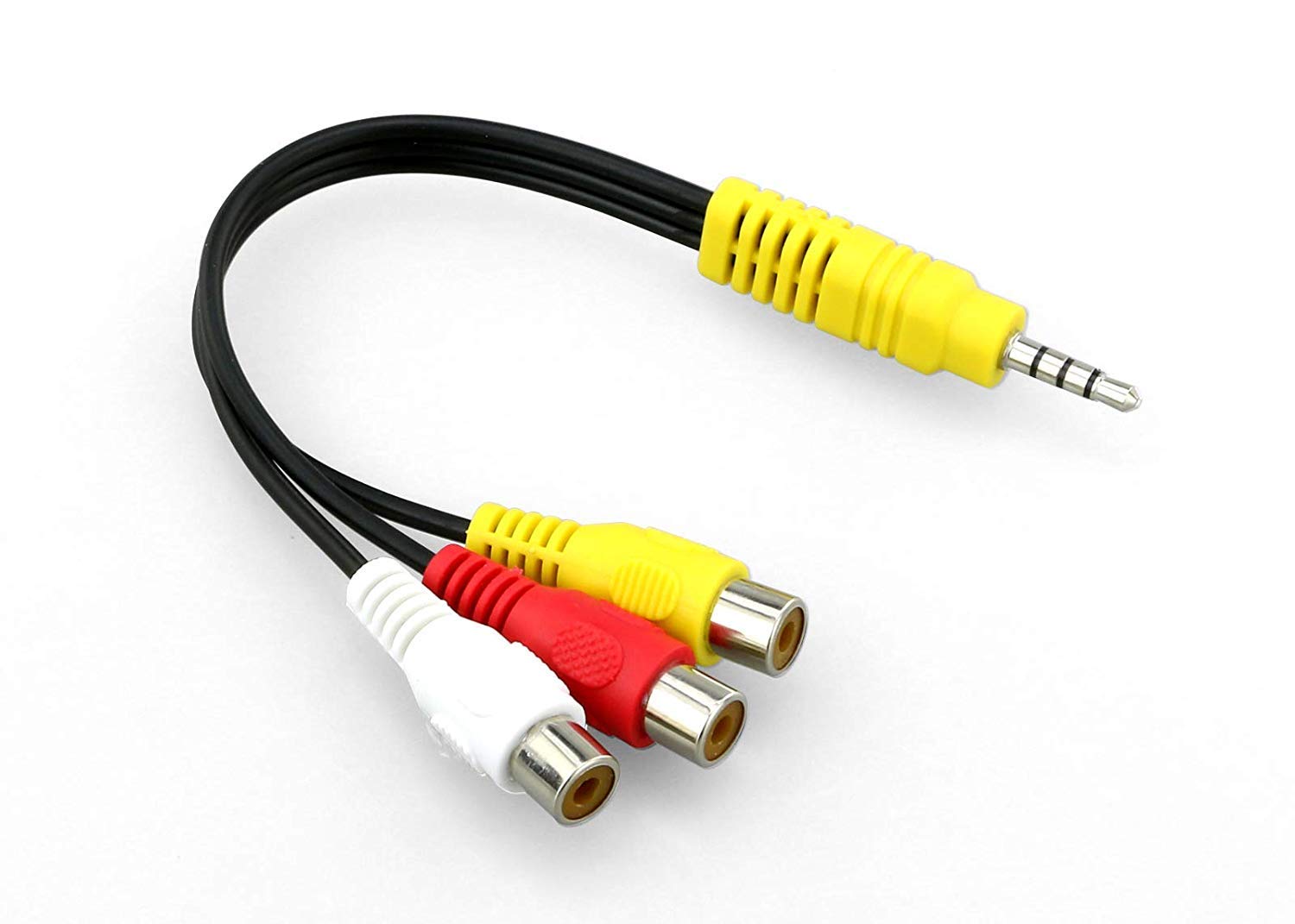 SANTHOSH ENTERPRISES Sandy High Speed 3.5 mm Male Jack to 3 RCA Female Plug Adapter Audio Converter Video AV Cable Wire Cord for Television, Projector [Red, Silver, Yellow, White]