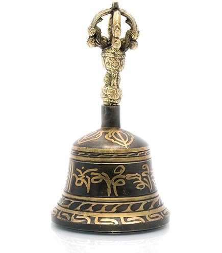Clochette Tibétaine Bouddhiste Avec Dorje - Artisanat Main - Alliage 7 Métaux - Pour Méditation