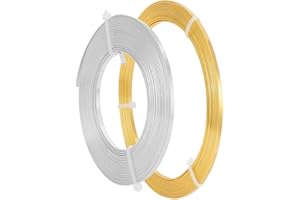 BENECREAT 2 Rotoli 32 Piedi di Filo d'oro Piatto per Gioielli, Filo di Alluminio Calibro 18, 3 mm di Larghezza per Creare Gioielli con Castoni, Scolpire, Creare Armature