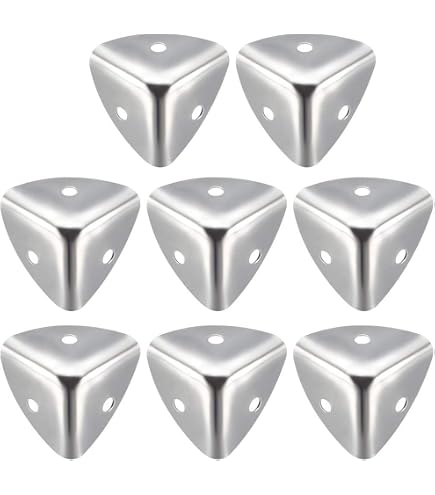 8 Protecteurs Coins Métal Argenté 50x50x50mm - Protection Meubles Boîtes En Bois Sourcing Map