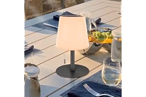 ‎UUFFOO LED Solar Outdoor Tischlampe, 2700-6000K Warmweiß & Kaltesweiß Stufenlose Dimmbar Akku Tischlampe, 2in1 Solarladung&USB Aufladung Kabellos Tischleuchte, IP44 Wasserdicht für Innen/Außen (Schwarz)