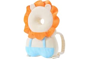 LOVOERNO Baby Walker Head Protector Toddler Adjustable Baby Head Protection Backpack Wear Safety Pad (White Lion)