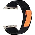 amazon basics Trail Loop Band Compatible with Apple Watch Band Ultra 42mm 44mm 45mm 49mm, Nylon Weave Sport Loop Adjustable Strap for iWatch Ultra Series 8 7 6 5 4 3 2 1 SE (Black)