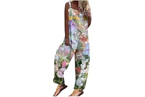 Topassion One Piece Jumpsuits for Women Sleeveless Dungarees Summer Solid Loose Wide Leg Coveralls Sexy Fitted Beach Harem Trousers Suspenders Dungarees Dress UK