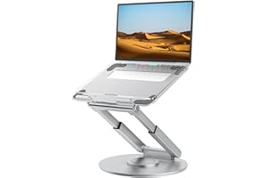tounee Supporto PC Portatile con Base Girevole a 360°, Ergonomico Regolabile, Supporto Notebook Laptop Computer Stand Compatibile con MacBook Air/Pro Tutti i Laptop da 10-17"-Argento