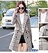 Smile YKK Stylish Winter Women Wool Grid Long Sleeve Lapel Coat Outwear Jacket Beige L