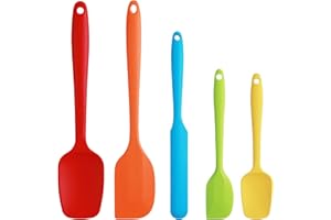 LEUOSO Silicone Spatula, 5 PCS High Heat Resistant Non-Stick Rubber Spatulas Set, Food Grade Baking Spatulas Kitchen Utensils for Baking, Cooking and Mixing
