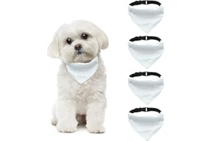 HACRAHO Hundehalstuch, 4 Stück, blanko DIY-Haustier-Dreieck-Schal, verstellbare Sublimation, doppelseitige Hundehalstücher mit D-Ring für Hunde, M
