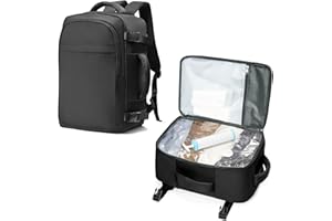 LIVBOTE Zaino Sottovuoto Ryanair 40x20x25 Bagaglio a Mano con Pompa Sottovuoto, Zaino da Viaggio Aereo Impermeabile per Uomo Donna Borsa da Cabina Zaini Casual Valigia per Ufficio, Scuola e Lavoro - Nero