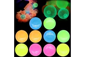 POUWAY Glow Sticky Balls - 10Pcs Glows In the Dark Glorbs Balls, Sticky Balls Glow Sticky Balls to Ceiling, Elastic Squishy Glow Sticky Balls, Colorful Fidget Toys for Stress and Anxiety (Colors, 6cm)