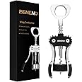 Wine Bottle Openers, BENENO Zinc Alloy Premium Wing Corkscrew Wine Opener with Multifunctional Corks and Caps Bottle Opener, Black