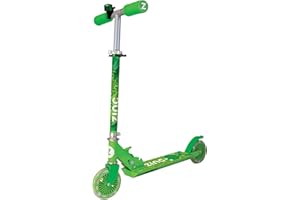 Zinc Two Wheeled Explorer Kids Scooter for Ages 3+ – Folding 2-Wheel Kick Scooter with Light Up Wheels, Lightweight, Height Adjustable, Anti-Slip Footplate, Rear Footbrake