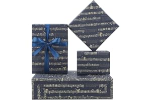 GELUODE Papel de regalo de papel kraft con música, papel de regalo de cumpleaños negro, 4 unidades, papel de regalo de boda con notas musicales románticas para cumpleaños, Navidad, boda, aniversario, artista,
