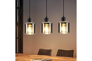 ‎ZMH ZMH Pendelleuchte Esstisch Hängelampe Schwarz - Esstischlampe Hängend E27 Hängeleuchte Vintage 3 Flammig Esszimmerlampe Industrial Pendellampe Retro für Wohnzimmer Hotel Büro (ohne Leuchtmittel)