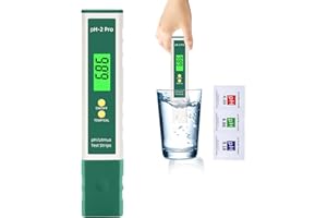 BAIFULAI Misuratore di pH digitale, misuratore di pH per piscina con strisce di prova di vernice, funzione ATC, funzione reset, 0,01 ad alta precisione, impermeabile IP67, tester di pH multifunzione