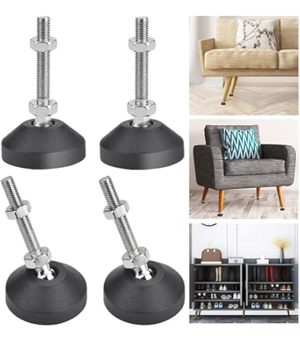 4 Pack Heavy Duty Weight Rated Adjustable Feet, Screw In Threaded Feet, Furniture Foot, Articulating Base, Furniture Leveler, Machine Feet, Heavy Duty