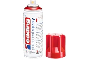 edding 5200 spray permanent - rouge trafic brillante - 200 ml - peinture acrylique pour peindre ou décorer verre, métal, bois, céramique, plastique, toile - peinture acrylique en aérosol