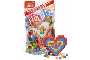 FIDL BITZ Bag of Bitz – 320 självhäftande skumkuber – kreativa motorikleksaker byggleksaker självhäftande byggstenar utan självhäftande fingrar utan rester – för barn från 3 (21101)