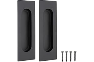 Malimali 120mm Sliding Door Handles Recessed Finger Flush Pulls for Kitchen Cabinet Door Closet Door Stainless Steel Rectangular Door Pulls Cupboard Hardware (Matte Black, 2 Pack)