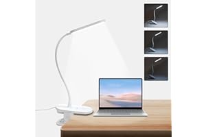 ‎LQWELL LQWELL® Lampa Z Klipsem Do Lampki Do Czytania W ŁÓżku, Ściemniana Lampa Zaciskowa, 3 Poziomy Jasności I Lampa Biurkowa Z Elastycznym 360° Do Domowego Biura (Białe)
