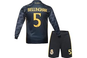 metekoc R. Madrid Bellingham #5 Heim Fußball Langarm Trikot und Shorts Kinder Jungengrößen