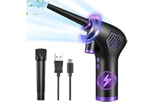 Soplador de Polvo Eléctrico, Fulluky Plumero de Aire, Limpiador de Teclado Inalámbrico de Mano, Batería Recargable de 15000 mAh, Carga Rápida, para Computadora Portátil, Ordenador, Muebles