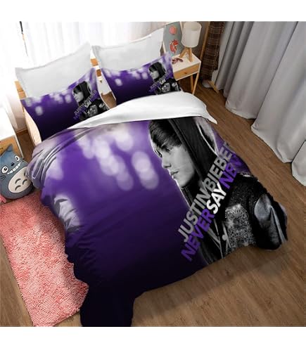 CHAOSE Bettbezug-Set, 100% Reine Baumwolle, Justin Bieber Singer, Hotelqualität, Bettbezug-Set Mit Kissenbezügen, Pflegeleicht Und Superweiche Luxus-Bettwäsche (Bild 03,200 x 200 cm) Küche, Haushalt & Wohnen