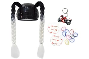 GYMARK Casco de cola de caballo para mujer, trenzas de pelo con ventosa para motocicleta, motocross, motocicleta, bicicleta, decoración de mujer, 2 piezas