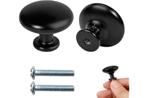 ZFKXGS 2PCS Poignee de Meuble Cuisine Noir Mat Bouton de Meubles Vintage Rond Bouton de Tiroir Noir Poignée Tiroir Poignet Meuble Boutons de Portes pour Placards Chambre Commode Armoire 29x25MM