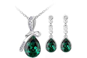 Klaritta Elegant Emerald Green Bow Knot Jewellery Set Drop Earrings Pendant Necklace S675