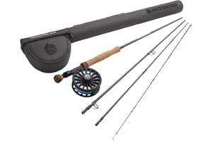 Redington Wrangler Kit de pêche à la mouche, canne à pêche à la mouche, moulinet à action rapide, ligne à la mouche, ligne de pêche et étui de transport
