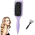 Curl Defining Brush, Curly Hair Brush with Hair Brush Cleaner, Curl Define Styling Brush for Women and Men, Curl Hair Brush for Detangling Combing Shaping and Defining Curls (Purple)