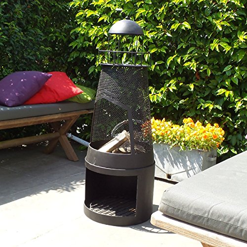 Terassenofen – Gartenofen Sevilla 124cm x Ø47cm Mit hitzebeständiges, schwarzes Finish – Hohe Qualität - 5