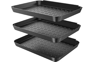 KURENY Schuhabtropfschale Schuhmatte Ablage, 3 Stück Schuhwanne aus Kunststoff, Schuhablage 35x27x3cm mit erhöhtem Rand, Schuhmatte Schuhwanne Kunststoff für Schuhe Regen Herbst Winter