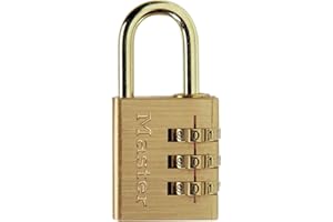 Master Lock 630EURD Cadenas à Combinaison à 3 Chiffres en Aluminium et Finition Laiton, Doré, 6,5 x 3 x 1,5 cm