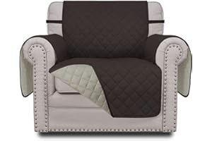 Greatime Sofa Covers,Slipcovers,Reversible Quilted Furniture Protector,Water Resistant,Improved Couch Shield with Elastic Straps,Anti-Slip Foams, Pet Cover Kids,Children,Dogs(Chair, Chocolate/Beige)
