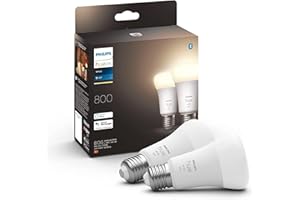 Philips Hue White E27 LED bulb, 810lm, warm white, dimmable, controllable via app, compatible with Amazon Alexa (Echo, Echo Dot), pack of 2, old generation