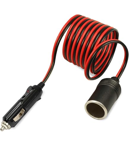 Rallonge Allume-Cigare Avec Interrupteur Et LED - 12V/24V - Longueur 0.3m - Pour Voiture, Camping, Bateau
