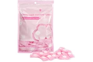 CLASSYCOO Compressed Towel 100 PCS Mini Tablets Disposable Portable Face Towel Cotton Coin Tissue for Travel, Camping, Hiking, Sport, Beauty Salon, Home Hand Wipes and Other Outdoor Activities (Pink)