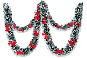 DUOJIN Wieniec jodłowy, wieniec bożonarodzeniowy, sztuczna dekoracja bożonarodzeniowa, wieniec, drzwi wejściowe, kominek, okno, drzewo, stół wiszący wieniec dekoracyjny 2 m