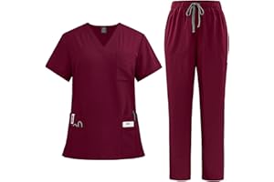 Generisch Damen Medizinische Arbeitskleidung Set Waschbar Krankenschwester Medizinische Uniform Kurzarm Oberteil Mit Hose