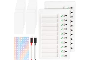 OCCOUMR Lot de 2 Tableaux de Contrôle pour Liste de Notes, Tableau de Liste, avec 10 Vides Interchangeables Amovibles, Planification des Tâches pour Enfants