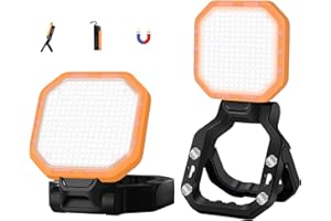 JUEHOLLA 2 Foco LED Recargable 30W, Luz de Trabajo Portátil 2500LM Super Brillante 6000mAh con 4 Modos de Luz, Lámpara de Camping Portátil para Cortes de Energía, Camping, Naranja