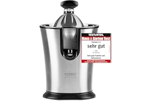 CASO CP 330 Pro - Design Citrus Juicer, Electric and Powerful Lemon Juicer with Universal Press Cone, Stainless Steel, for All Common Citrus Fruits, Practical Start Automatic